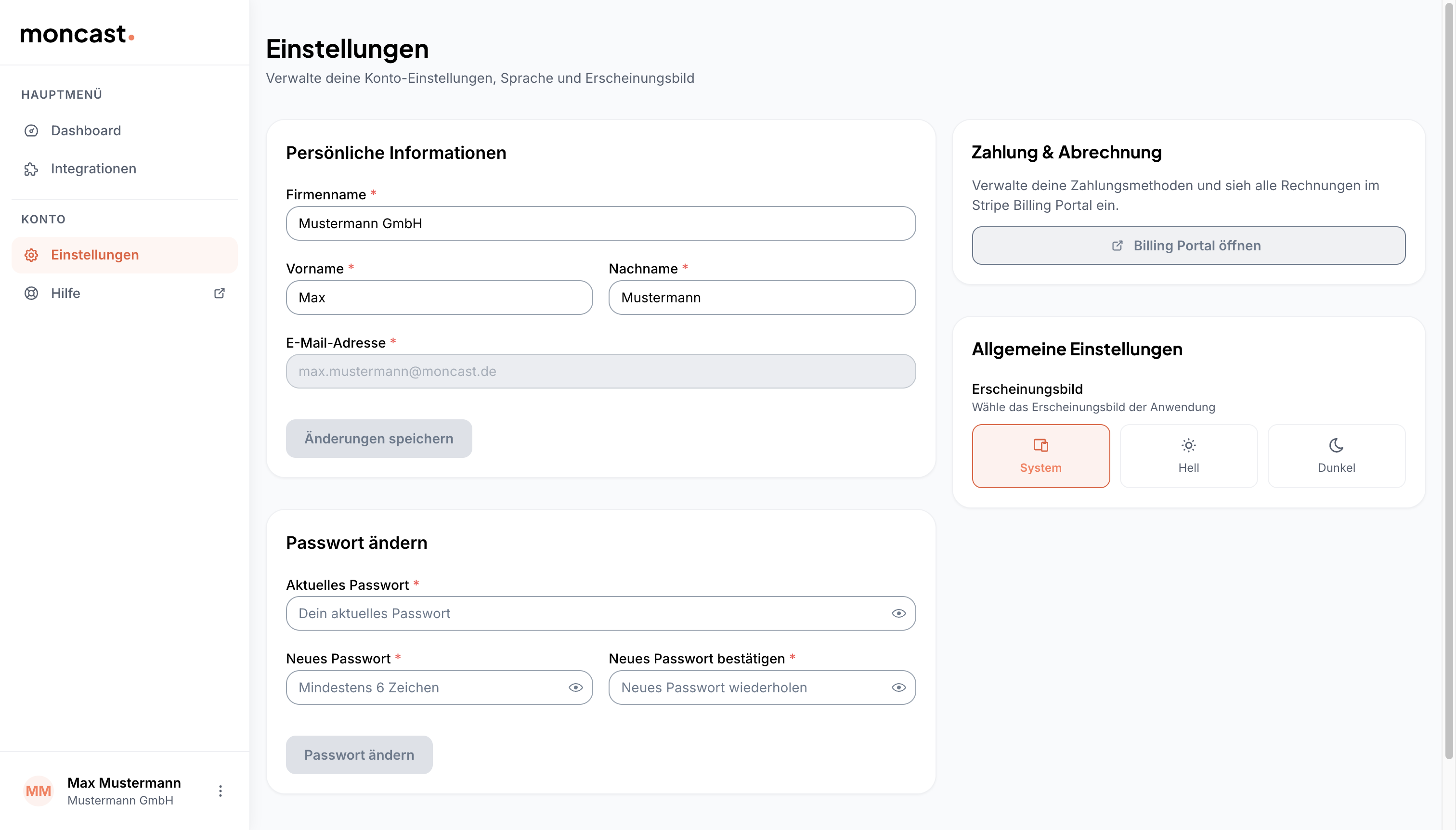 Profildaten anpassen